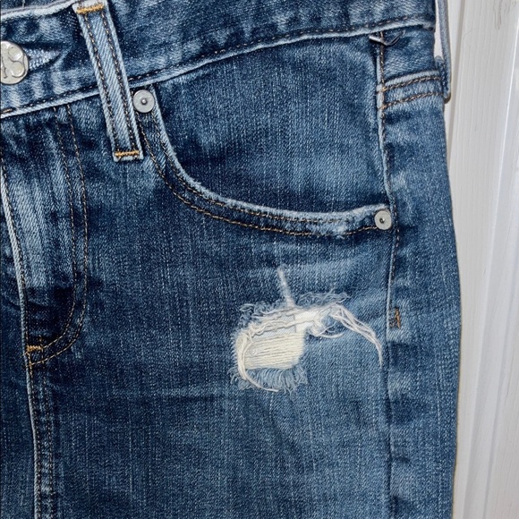 AG ADRIANA GOLDSCHMIED The Erin Blue Denim Distressed Pencil Skirt 26 waist - Picture 5 of 13